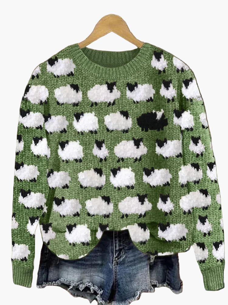 Pull de Noël femme avec motif sapin 3D – Pull en maille festif pour l'hiver et les fêtes