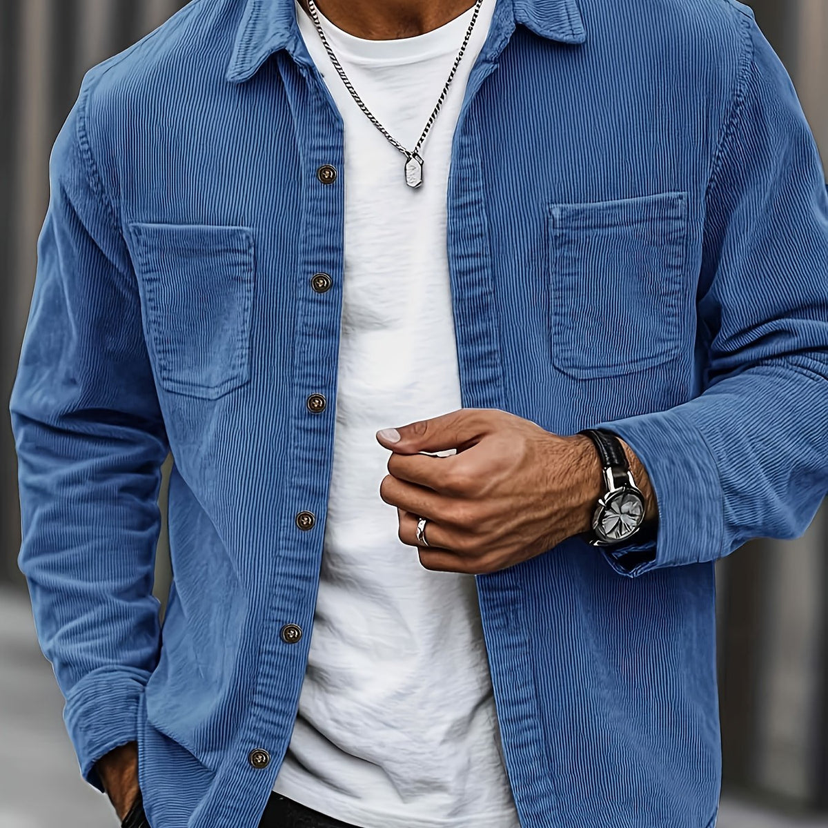 Bryce | Overshirt met lange mouwen, zakken en knopen voor heren