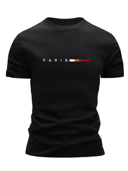 Set da 3 T-shirt da uomo – Stampa moderna di Parigi, tempo libero e sport, manica corta, girocollo