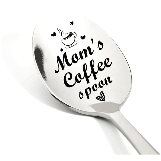 Personalisierter Kaffeelöffel für Damen – Geschenk für Mama, graviert mit 'Mom's Coffee Spoon', stilvolles Frühstücks- und Genussaccessoire