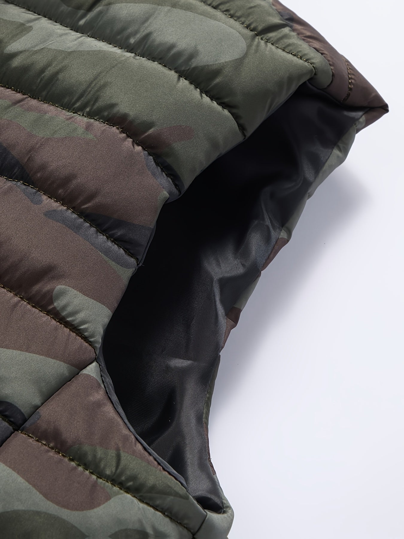 Herren Steppweste Camouflage Gemustert Stehkragen Reißverschluss