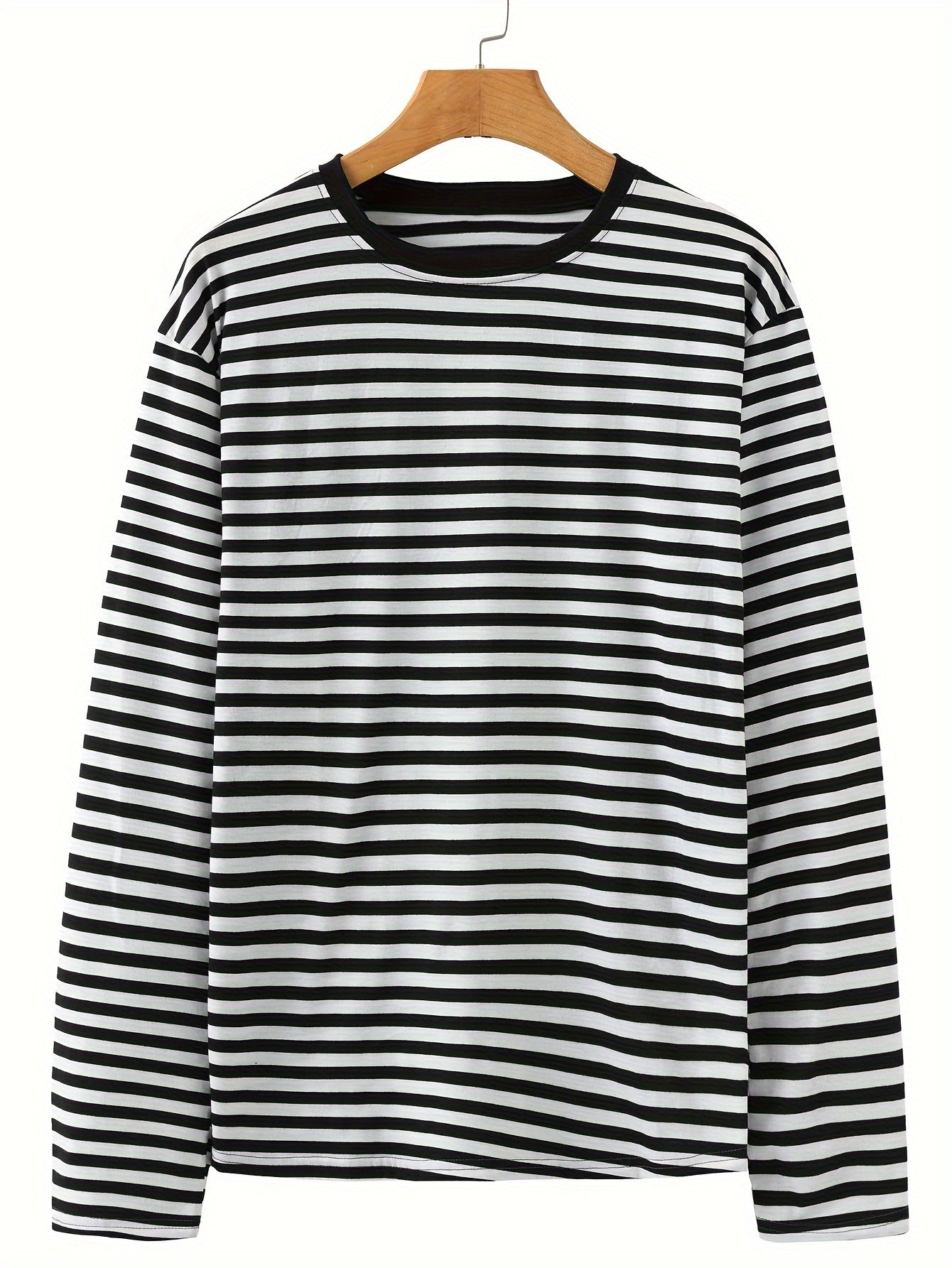 Gestreiftes Langarmshirt Rundhals Casual Blau Weiß
