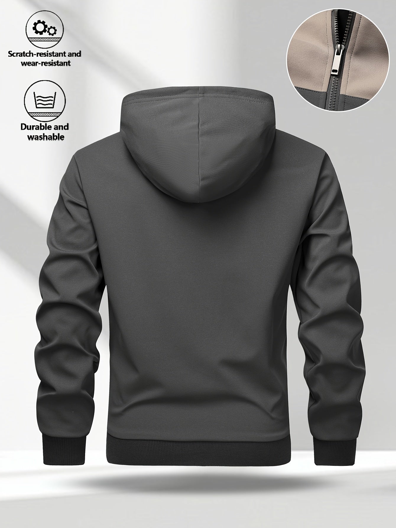 Chaqueta unisex con capucha y cremallera, multicolor, con cordón ajustable y bolsillos