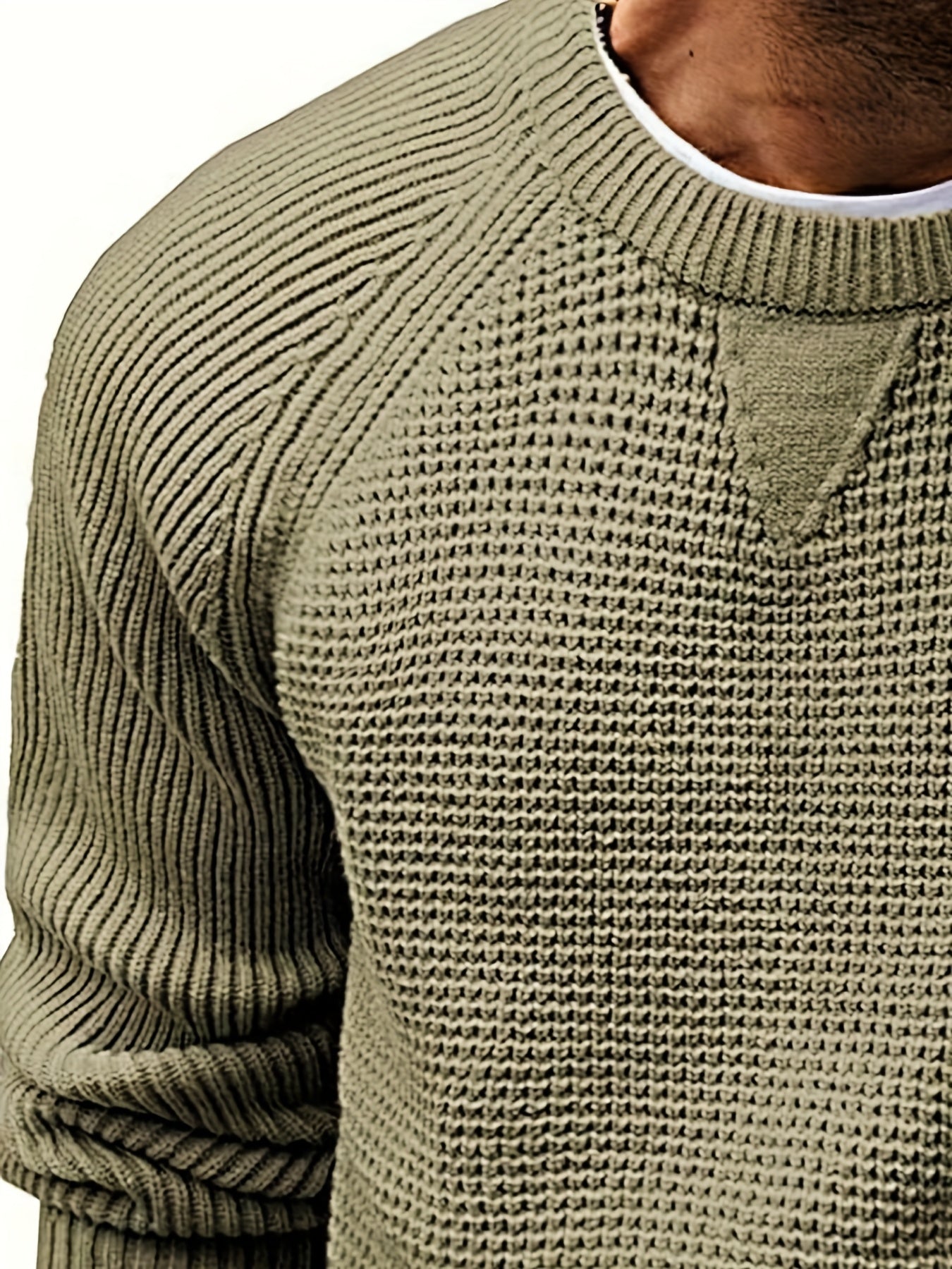 Męski sweter z dzianiny w stylu vintage, regular fit, z okrągłym dekoltem