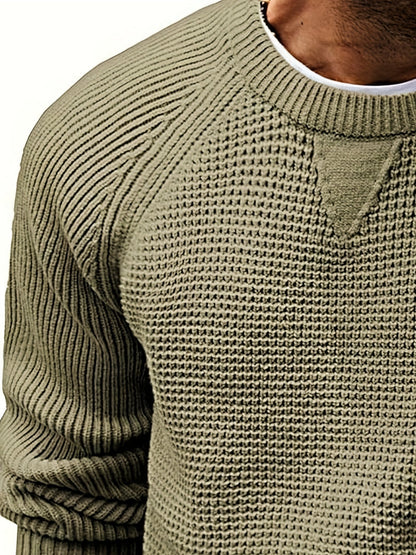 Męski sweter z dzianiny w stylu vintage, regular fit, z okrągłym dekoltem
