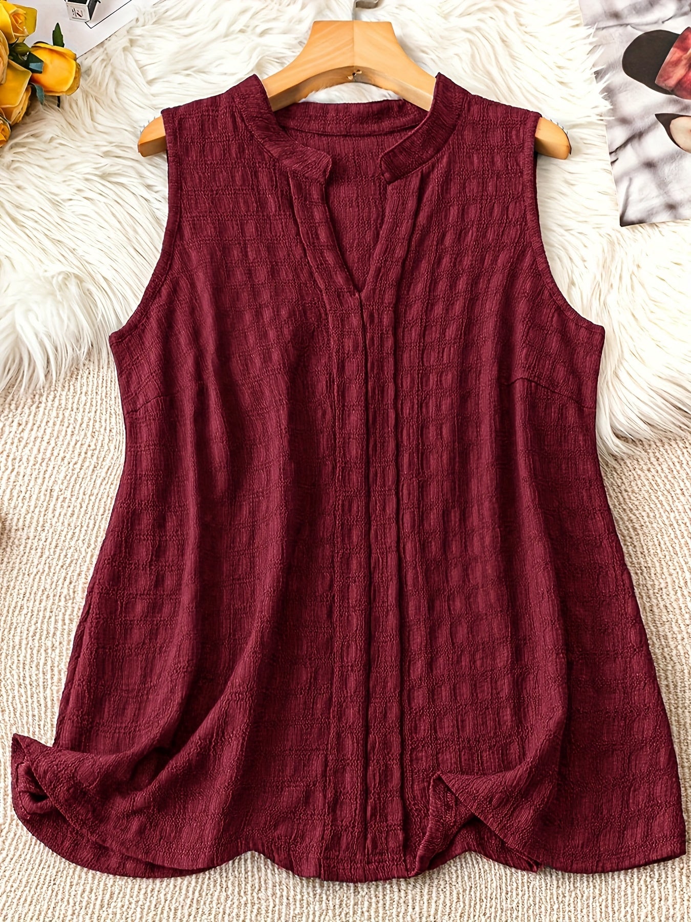 Damen Ärmellose Tunika Bluse mit V-Ausschnitt – Eleganter Freizeit-Look für Alltag und Büro