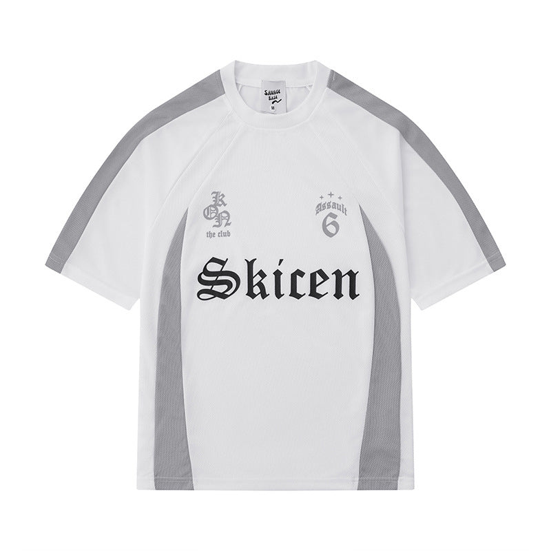 Męski t-shirt hip-hop streetwear z retro napisem – miejski styl, koszulka na co dzień