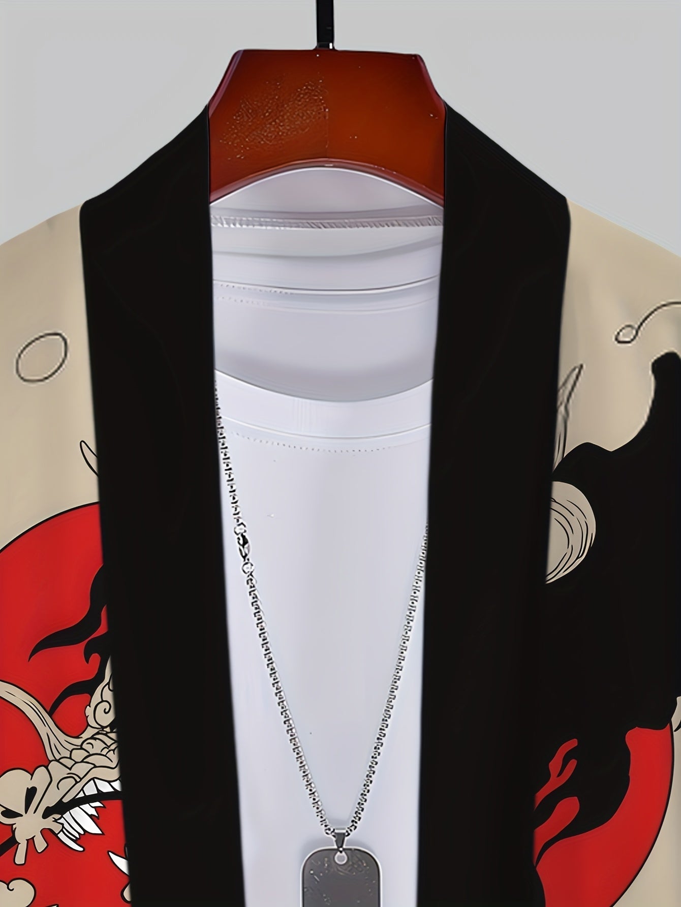 Herren Kimono Cardigan mit asiatischem Drachenmuster – Streetwear Mantel offen, stilvolles Freizeit-Outfit