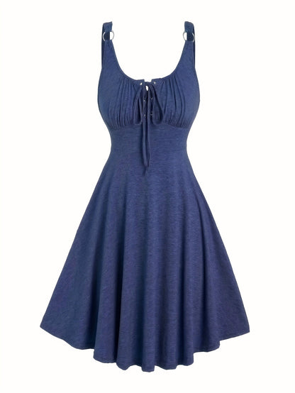 Damen Freizeit Skaterkleid mit Schnürung – Elegantes Sommerkleid für Alltag & Ausgehen