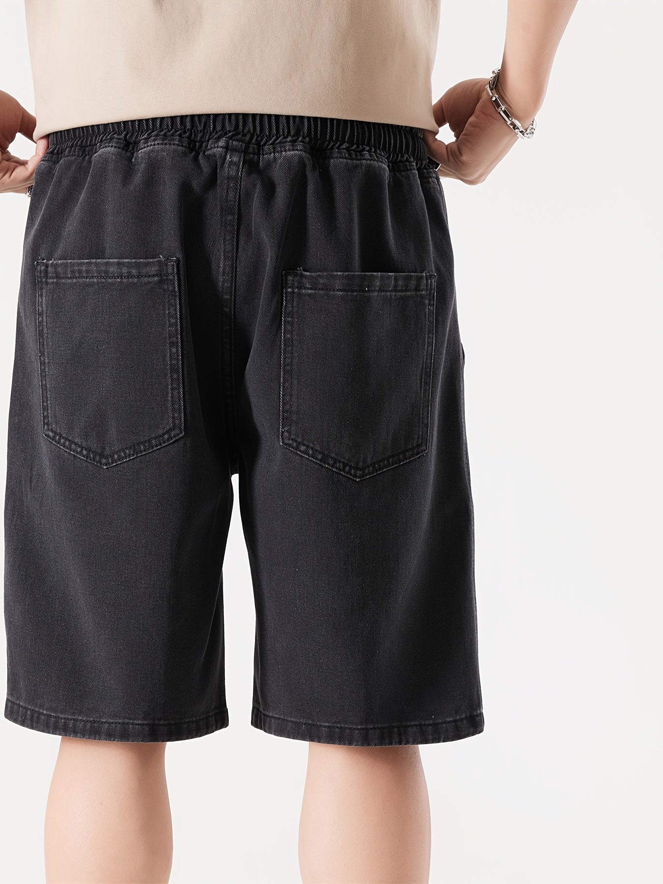Herre Denim Shorts Løs Pasform Fritid Knæhøj