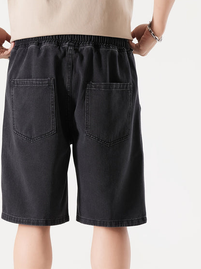Herre Denim Shorts Løs Pasform Fritid Knæhøj