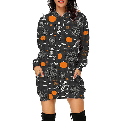 Dame Halloween Hoodie Kjole – Morsomt Kostyme for Halloweenfester og Skumle Anledninger