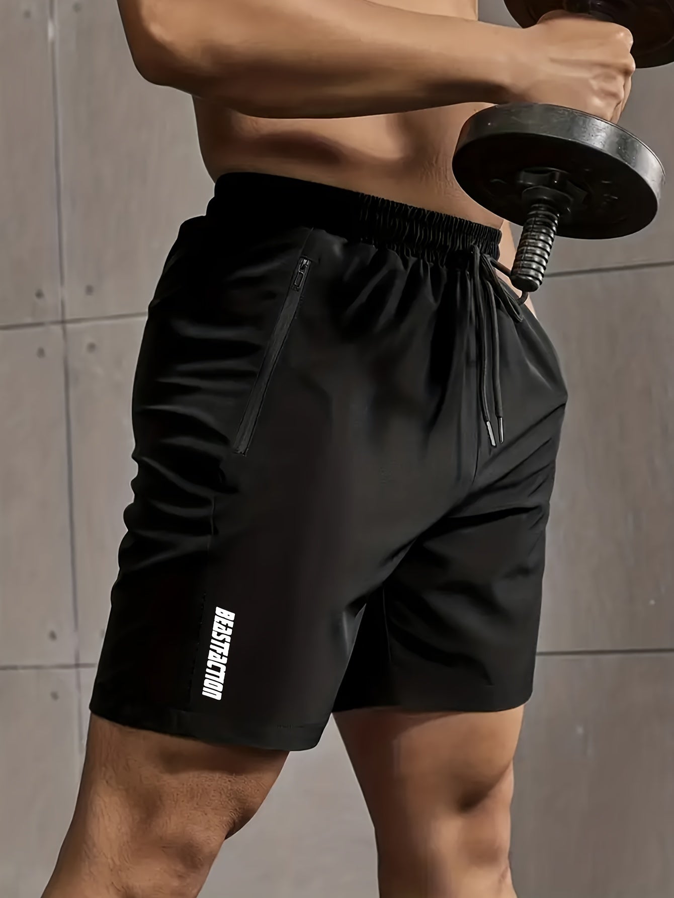 Męskie szorty sportowe do fitnessu, krótkie spodenki z kieszeniami na zamek błyskawiczny