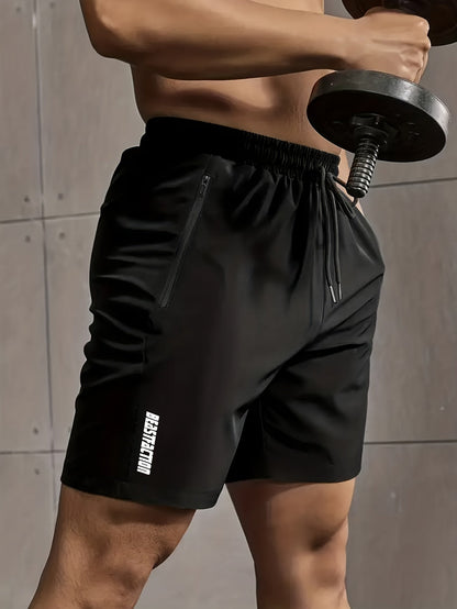 Męskie szorty sportowe do fitnessu, krótkie spodenki z kieszeniami na zamek błyskawiczny