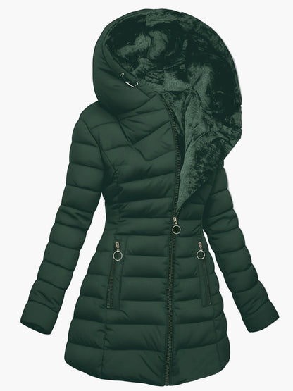 Cappotto imbottito invernale da donna con cappuccio – Elegante parka outdoor per giornate fredde
