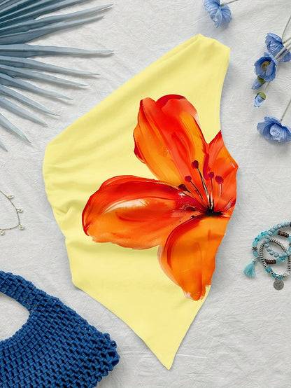 Damski asymetryczny top casual z kwiatowym wzorem na lato, modny bezrękawnik, idealny na weekendy