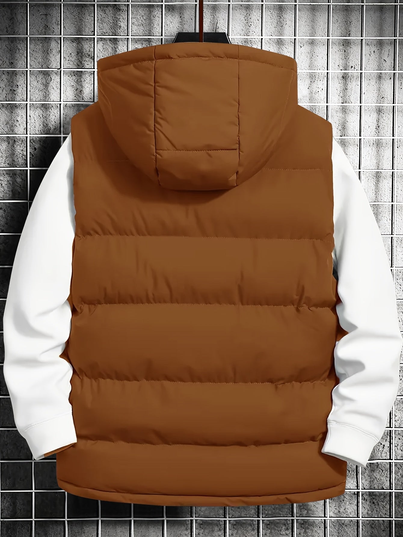 Herren Puffer-Weste mit Kapuze, gesteppt, schwarz