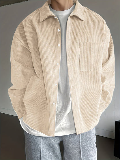 Chaqueta camisa casual oversize para hombre con botonadura – Look moderno de ocio