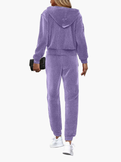 Set Completo Tuta Donna con Felpa con Cappuccio e Pantaloni Jogging – Outfit Sportivo Casual