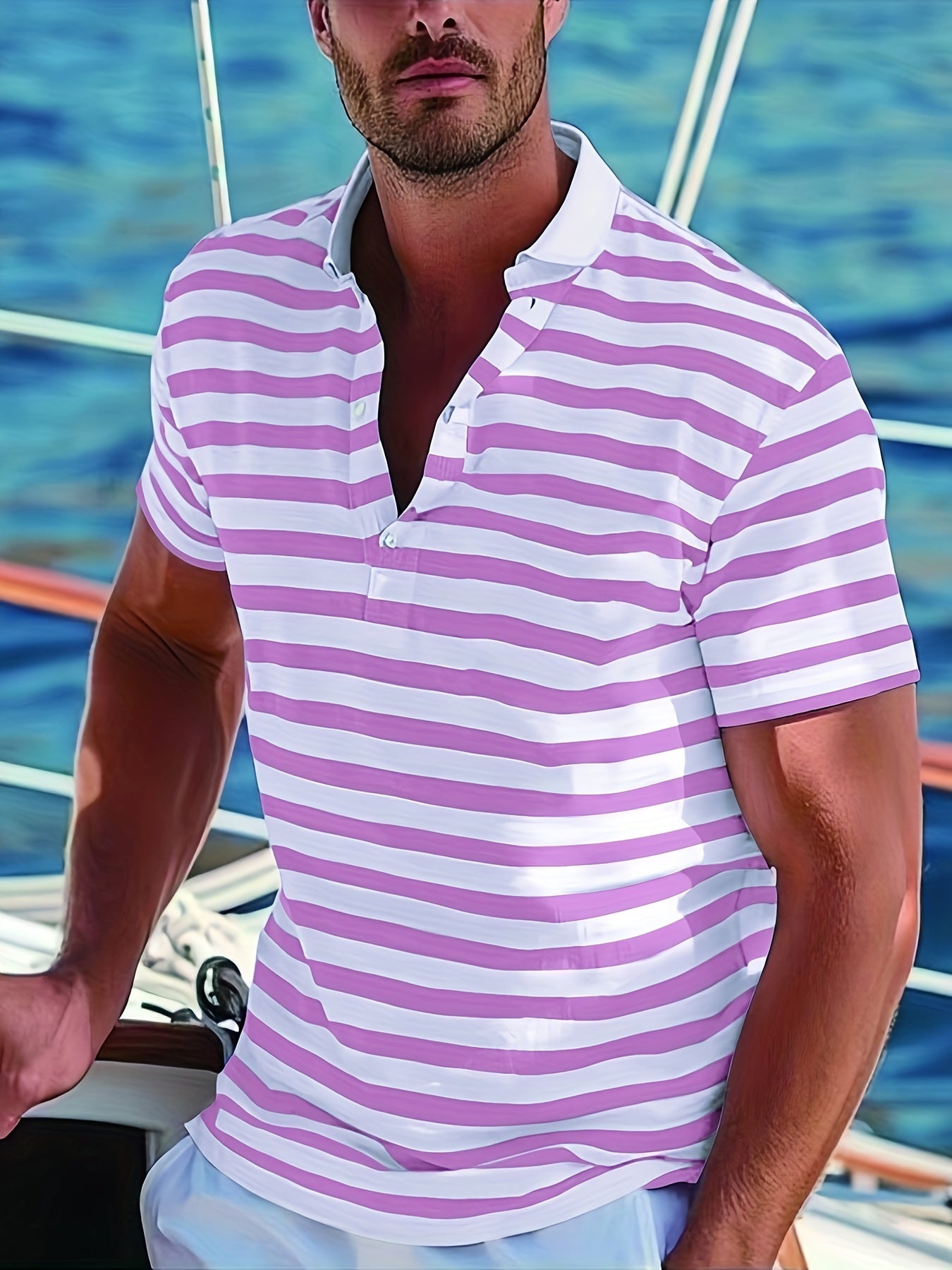 Herren Polo-Shirt mit Streifen – Maritimer Stil, Freizeit & Sommermode