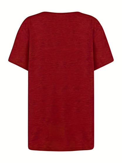 Damen Sommer-Shirt mit asymmetrischem Ausschnitt und Knopfdetail – Lässiges, modisches Freizeitoberteil