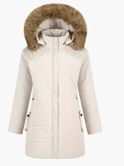 Damen Winterparka mit Kapuze und Kunstpelz – Modische warme Jacke für kalte Tage