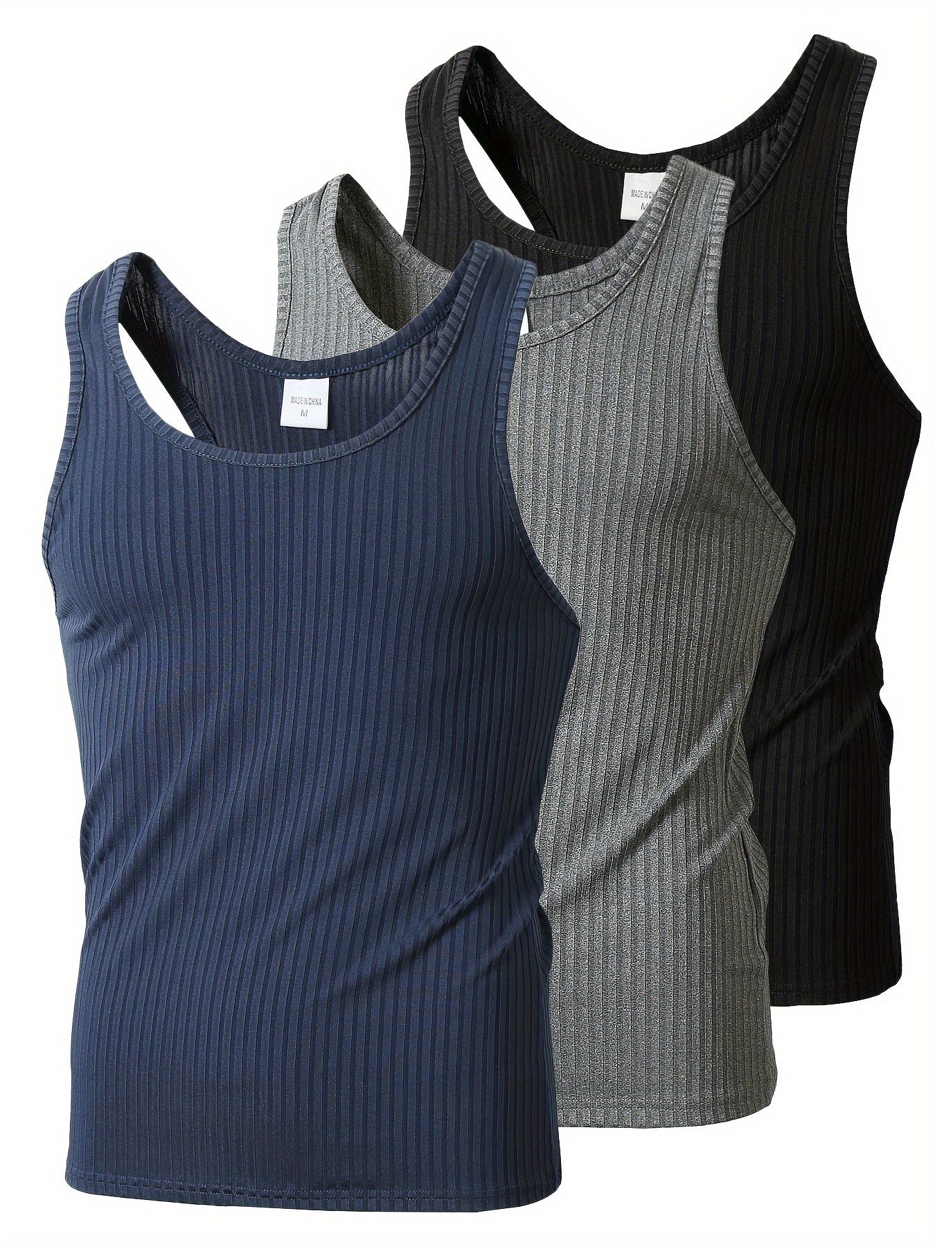 Męski zestaw sportowych tank topów – bezrękawniki treningowe na fitness i na co dzień, 3 sztuki