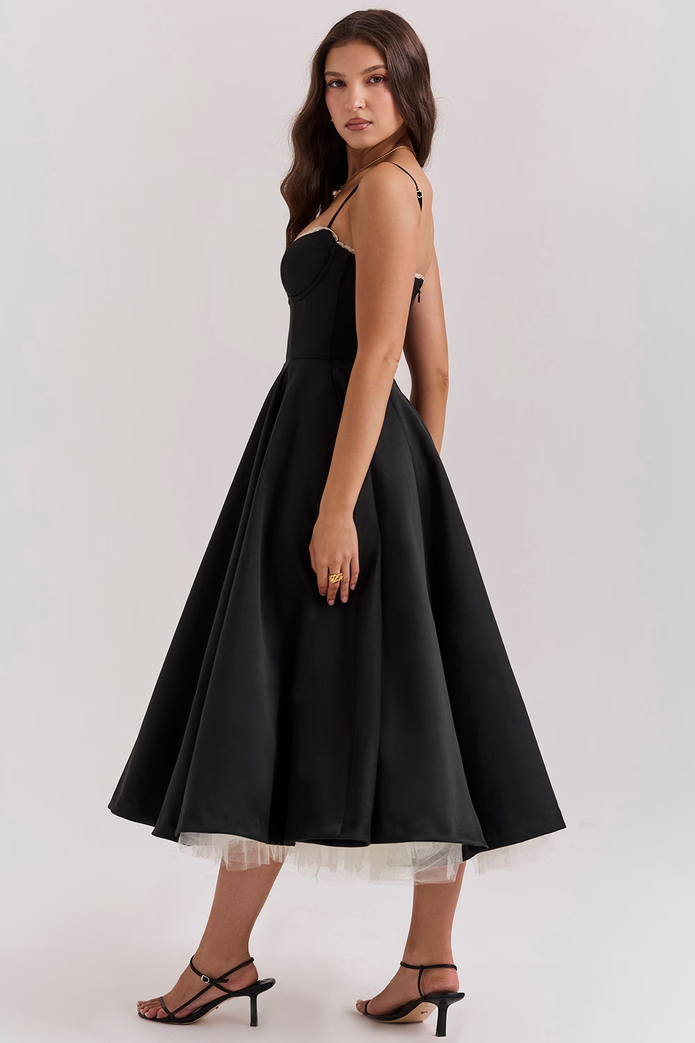Robe midi festive pour femmes avec corsage et jupe évasée – Robe de soirée élégante pour occasions spéciales