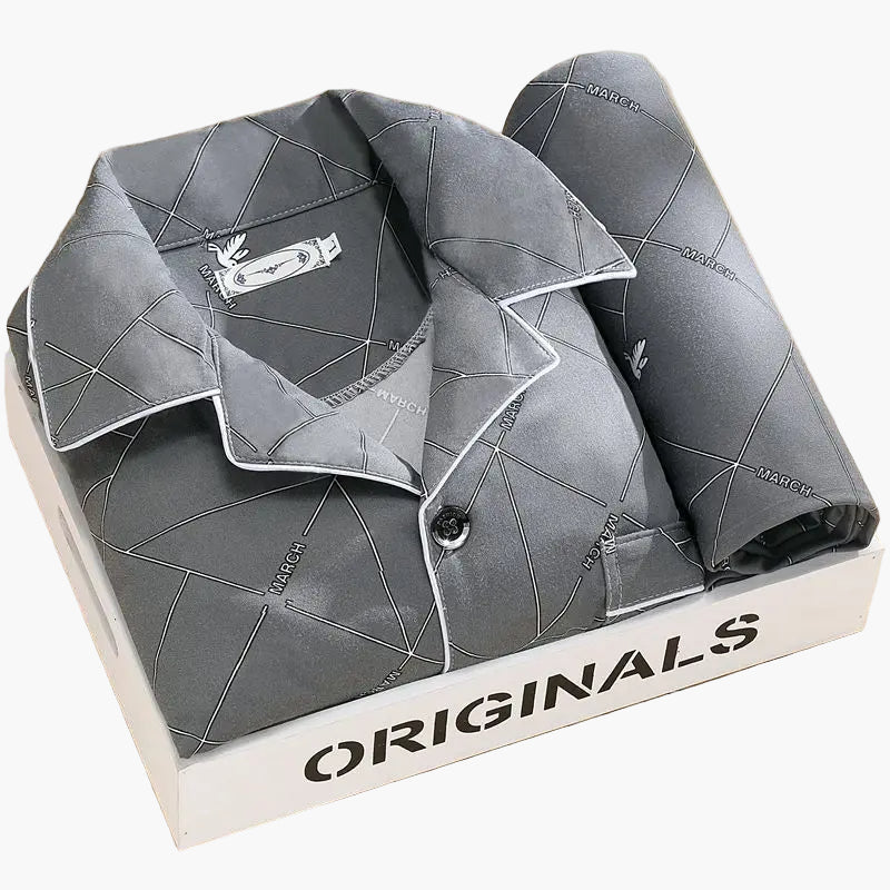 Set pigiama da uomo con stampa piume – Set elegante per tutto l’anno