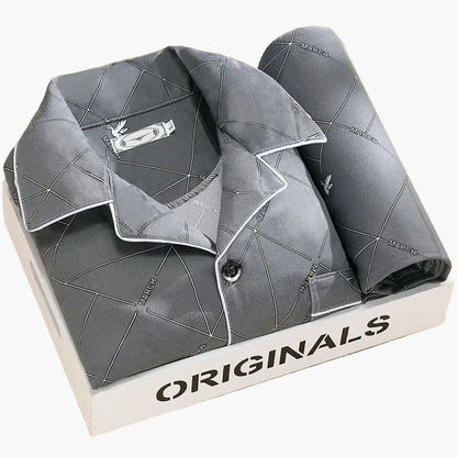 Set pigiama da uomo con stampa piume – Set elegante per tutto l’anno