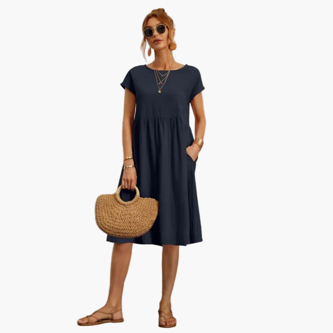 Damen Freizeitkleid Kurzarm Elegant – Sommerkleid für Alltag, Urlaub & Stadtbummel