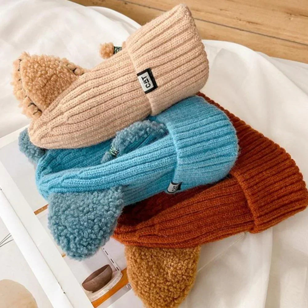 PurrWarm | Gebreide wintermuts met kattenoortjes