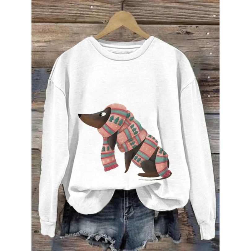 Sweater voor dames met ronde hals en lange mouwen
