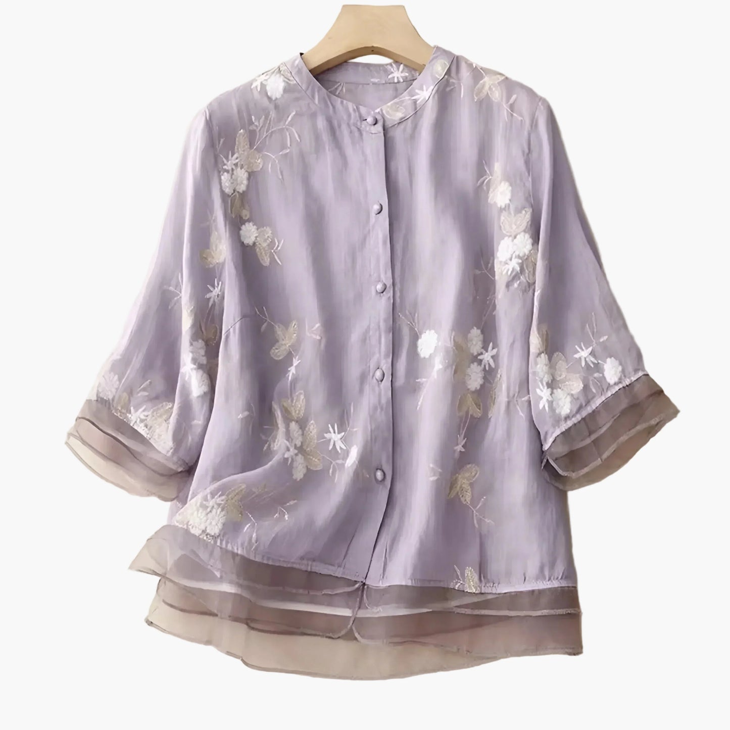 Blusa para mujer con bordado floral – Túnica elegante y ligera para el día a día y ocasiones especiales