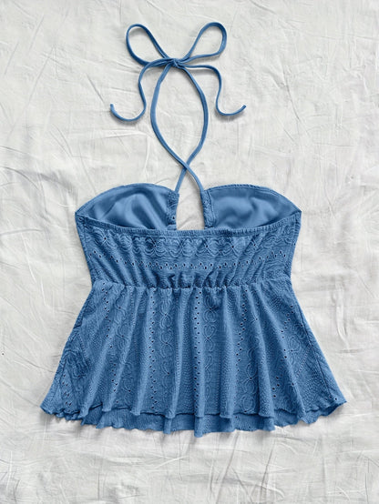 Top Babydoll de tirantes para mujer en estilo vintage – Top veraniego juguetón con bordado para tiempo libre y vacaciones