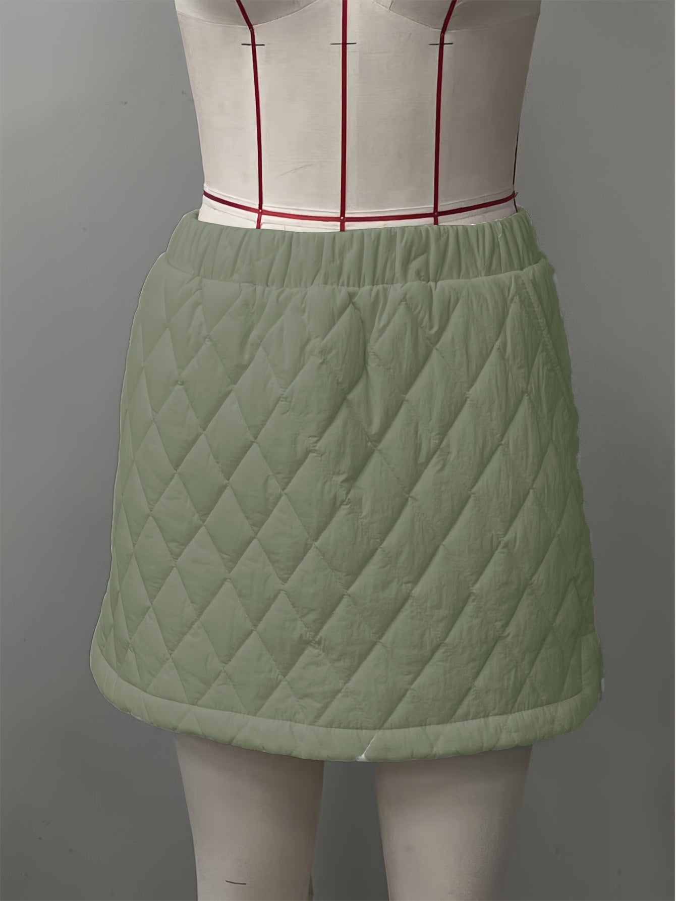 Stepprock Kurz Winterrock Kariert Elastischer Bund Damen Rock Khaki