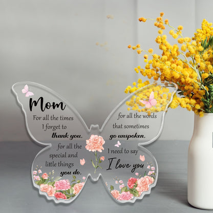 Sommerfugledekoration med tekst til mor – vintage stil, gave til kvinder, morsdagsgave, dekoration til hjemmet