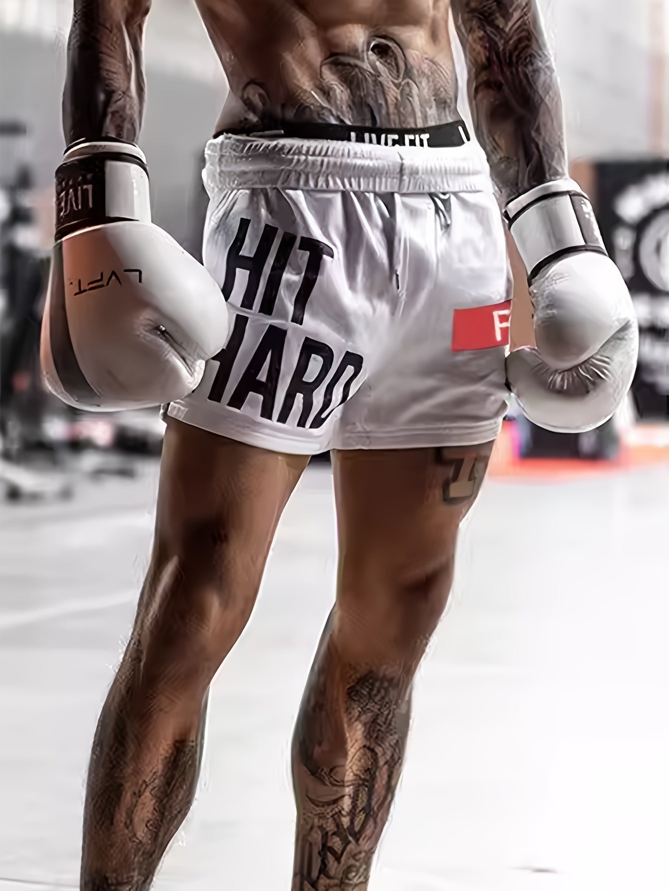 Herren Basketball Shorts im Sportstil mit "HIT HARD" Print – Lässige Fitness- und Trainingsshorts
