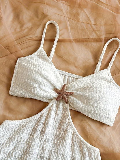 Dam Bodycon miniklänning med cut-out och sjöstjärnedetalj – sommarsemesteroutfit