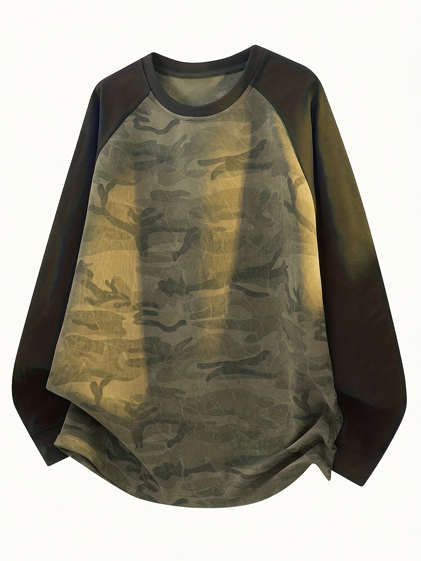 Raglan Langarmshirt im Camouflage-Look, Rundhals-Sweatshirt