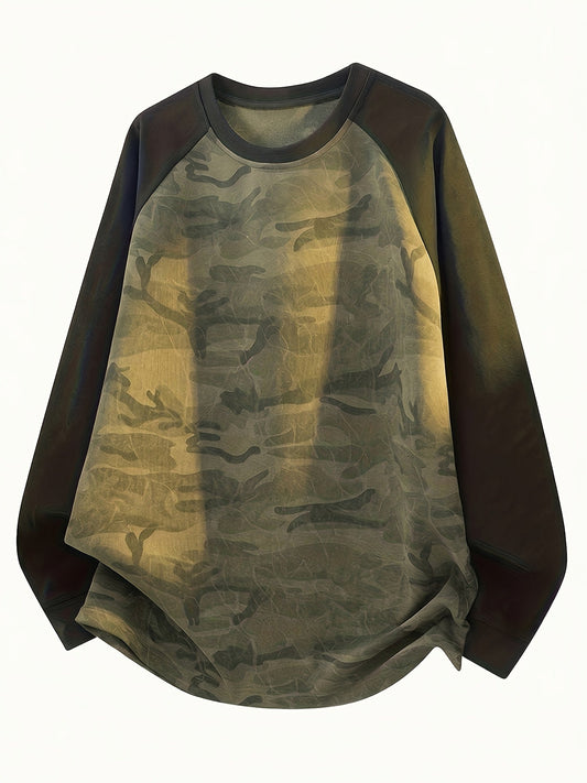 Raglan Langarmshirt im Camouflage-Look, Rundhals-Sweatshirt