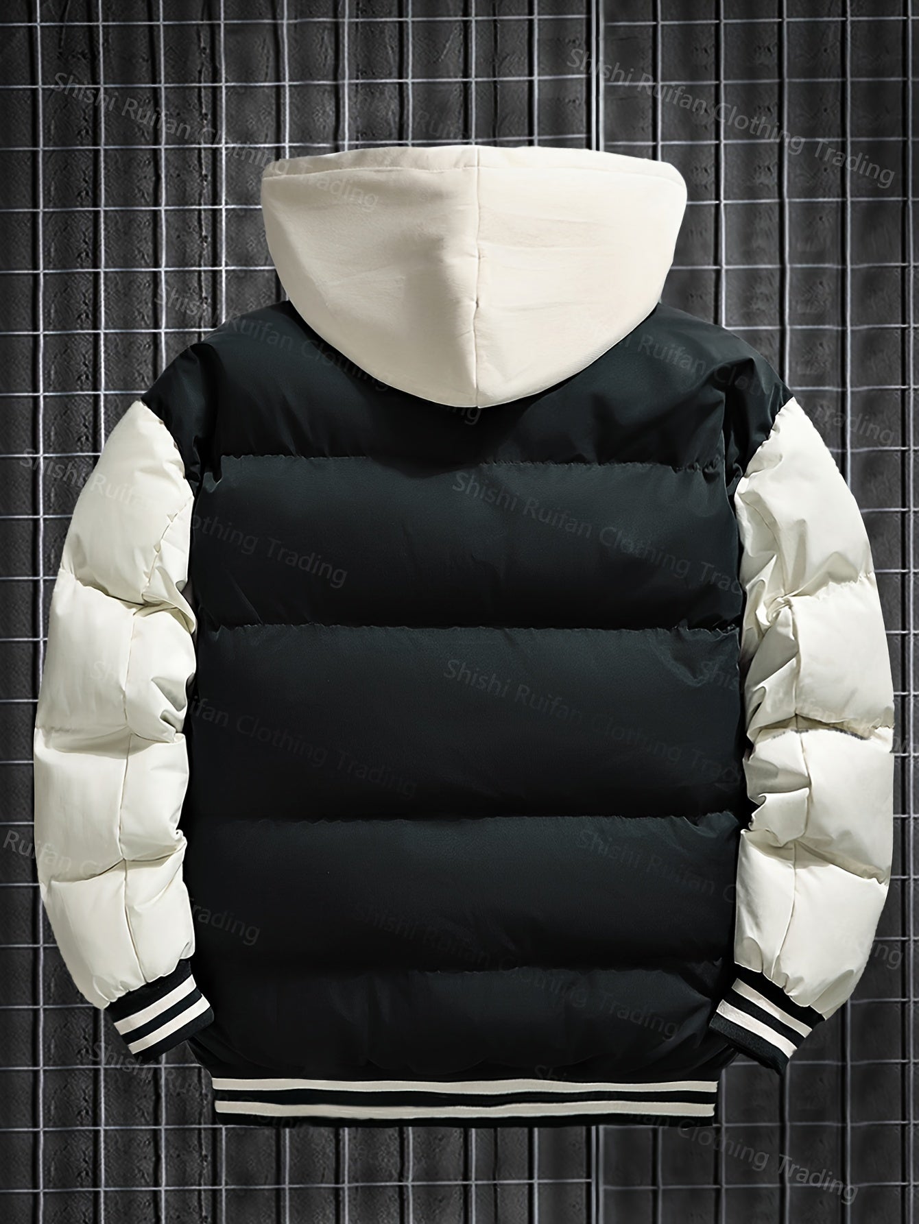 Steppjacke Herren Bomberjacke College-Stil Kapuze Grün