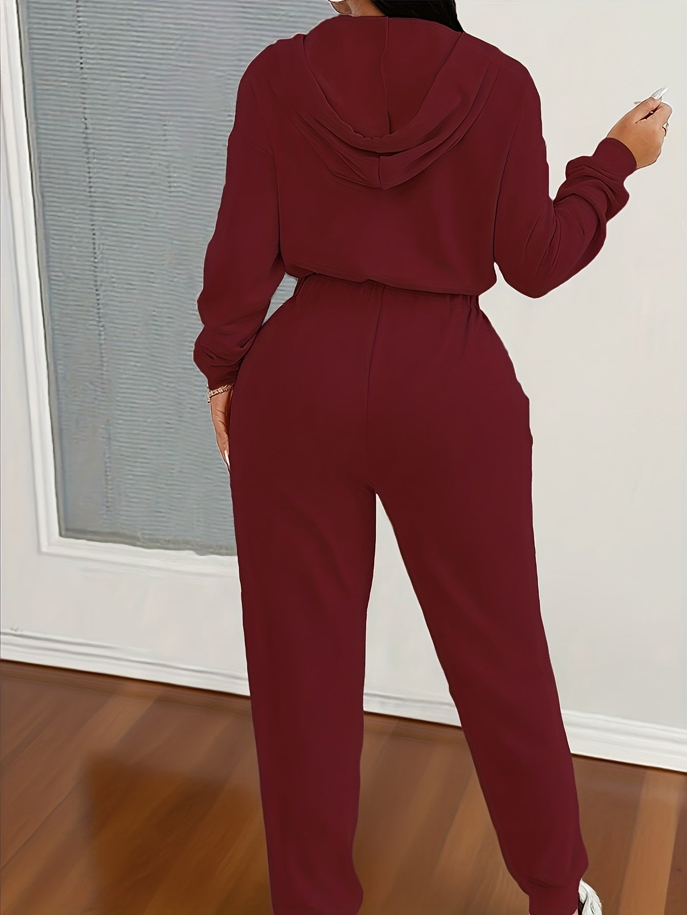 Damen Hoodie Overall mit Reißverschluss – Bequemer Jumpsuit mit Kapuze