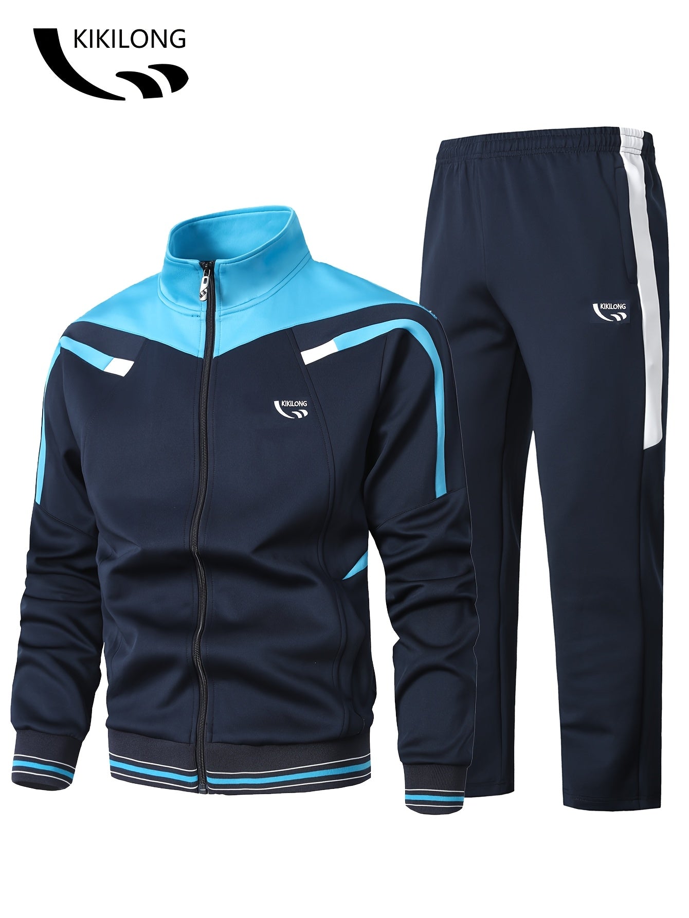 Herren Trainingsanzug Schwarz Grau Sportanzug Jacke und Hose Set