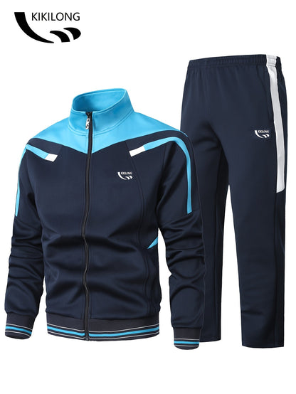 Herren Trainingsanzug Schwarz Grau Sportanzug Jacke und Hose Set