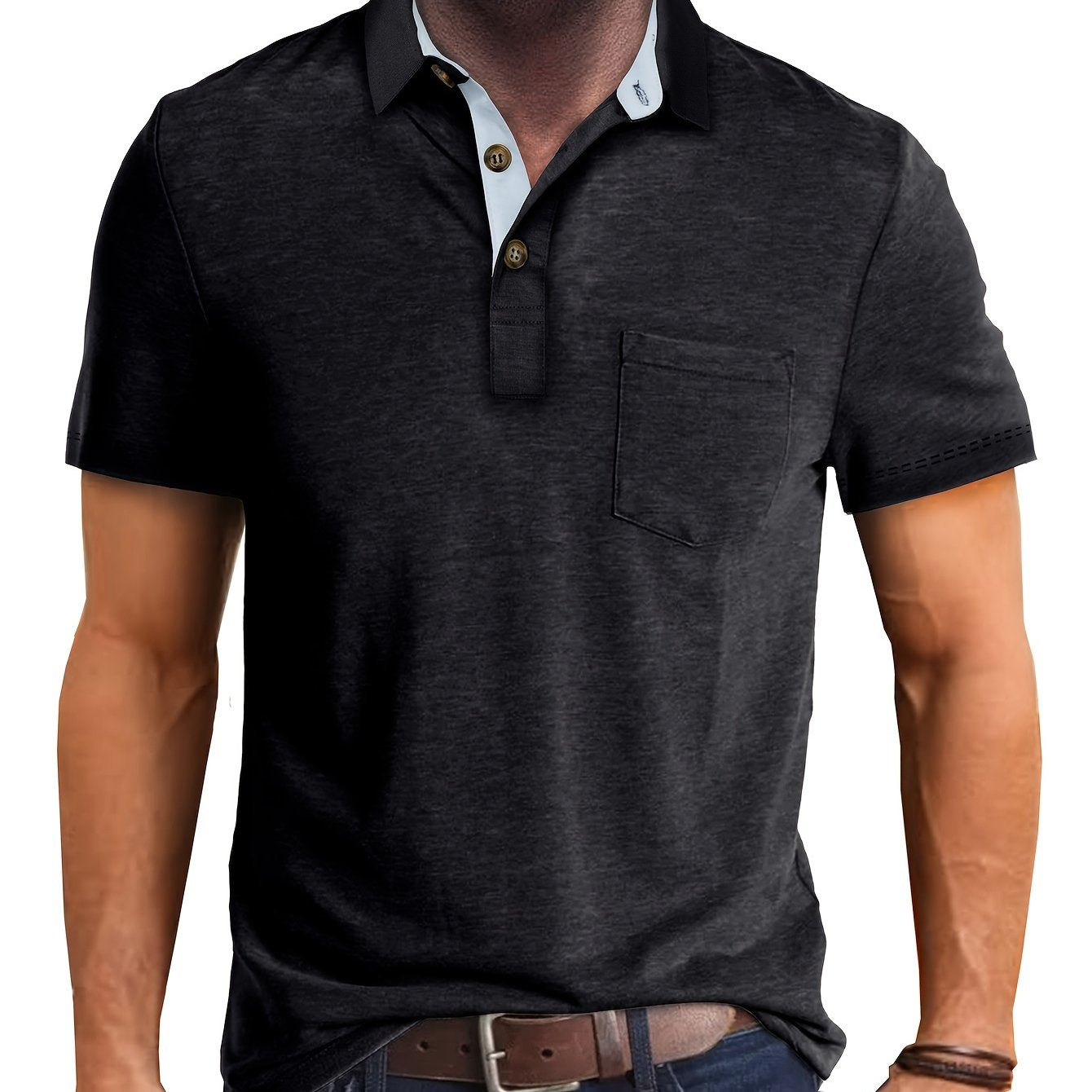 Polo uomo manica corta con taschino – Camicia casual moderna per tutti i giorni e il tempo libero