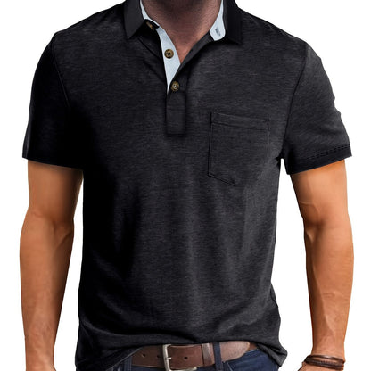 Polo uomo manica corta con taschino – Camicia casual moderna per tutti i giorni e il tempo libero