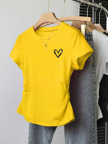 Camiseta para mujer con estampado de corazón y corte moderno – Ideal para día a día y ocio