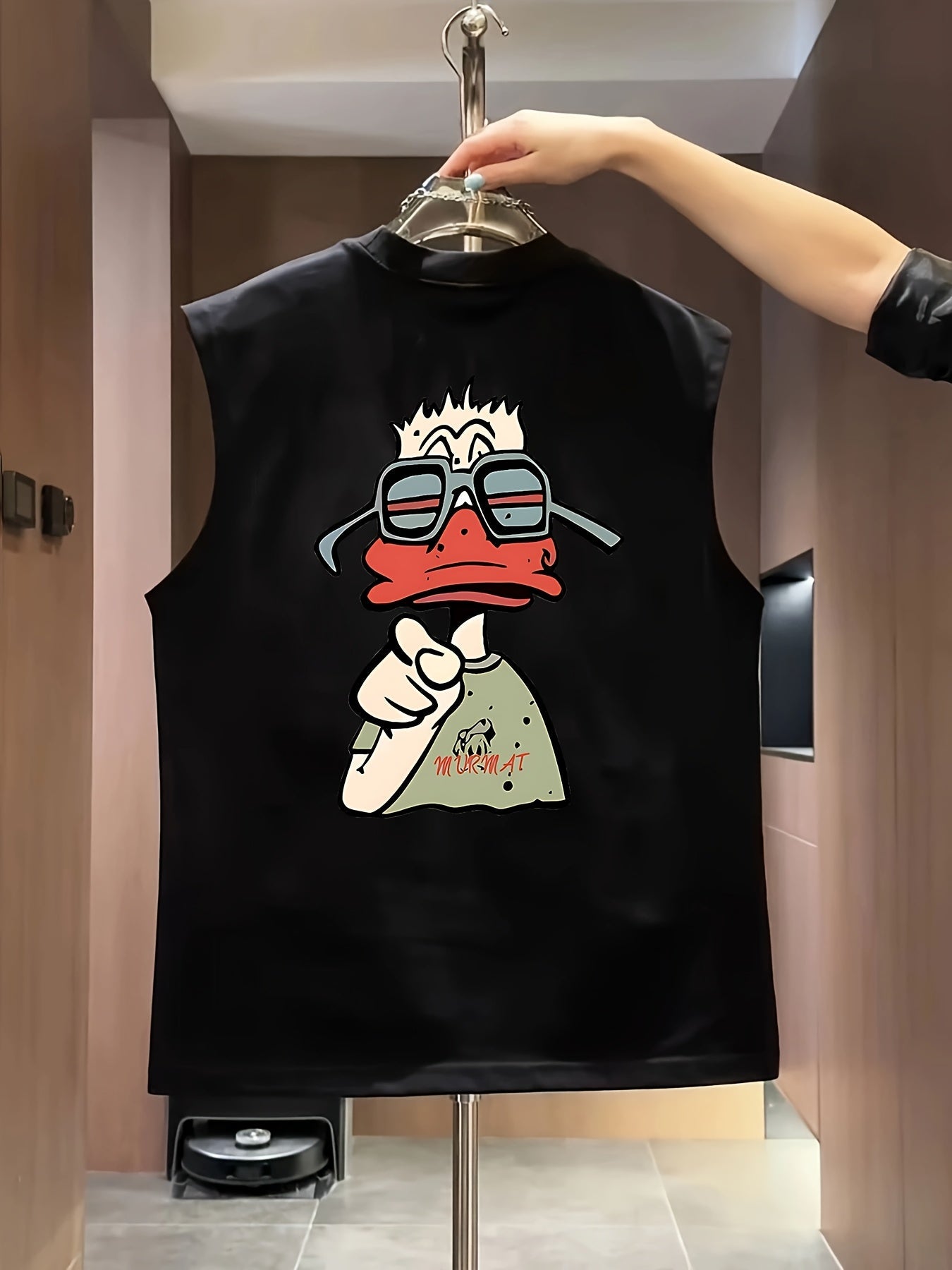 Herren Streetwear Tanktop mit Comic-Enten-Motiv – Ärmelloses Urban Fashion Shirt