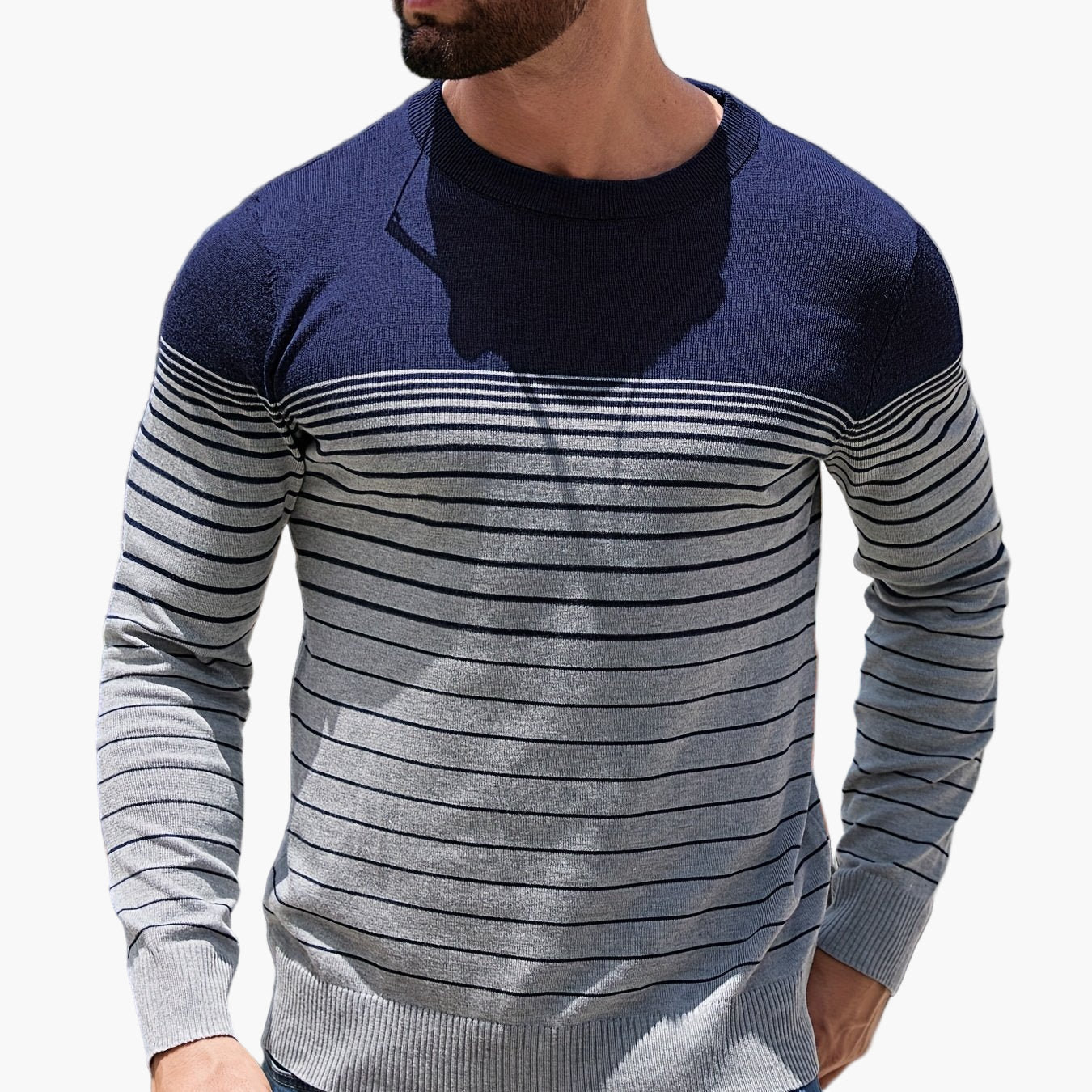Herren Strickpullover mit Streifenmuster – Lässiger Freizeit-Look für Alltag und Büro